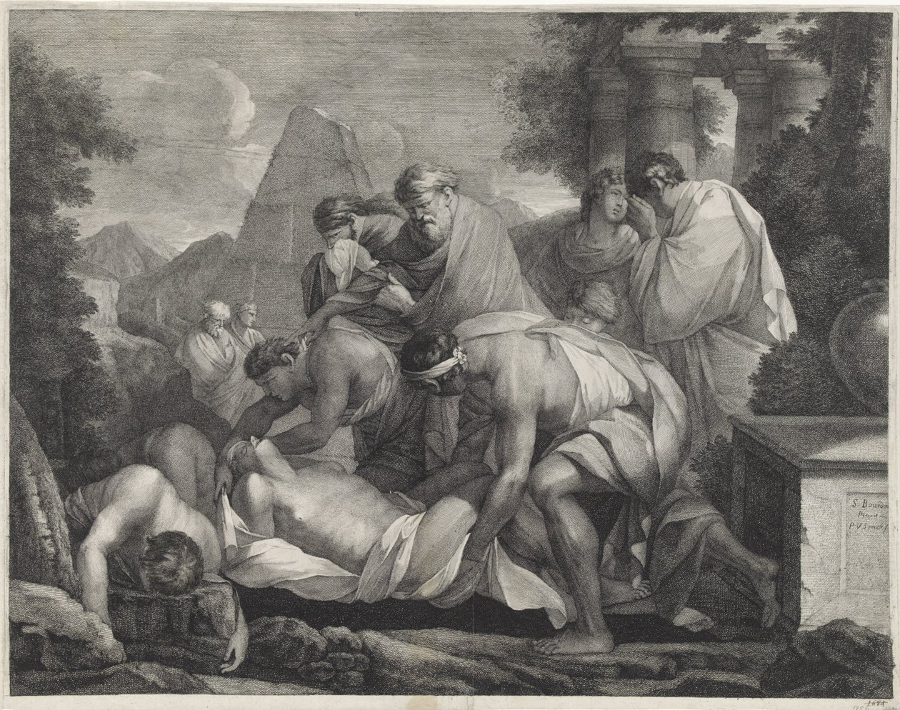 Tobit pohřbívá mrtvé od Paul van Somer (II)