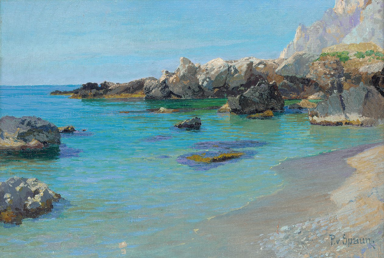 Na pobřeží Capri (olej na plátně) od Paul von Spaun
