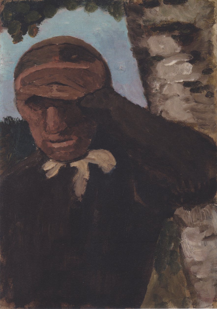 Stará rolnická žena s rukou na čele od Paula Modersohn Becker