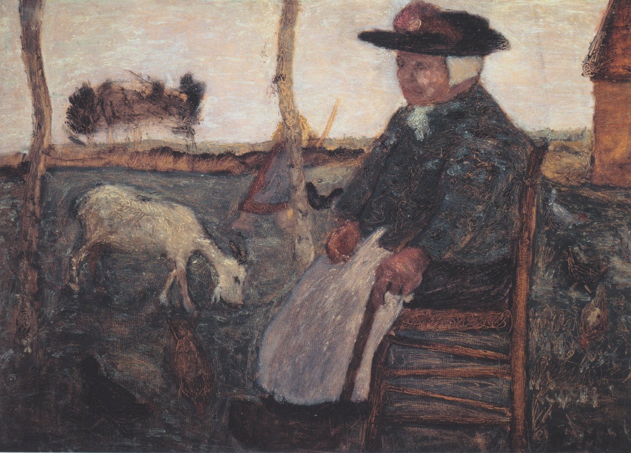 Stará rolnická žena s kozou od Paula Modersohn Becker