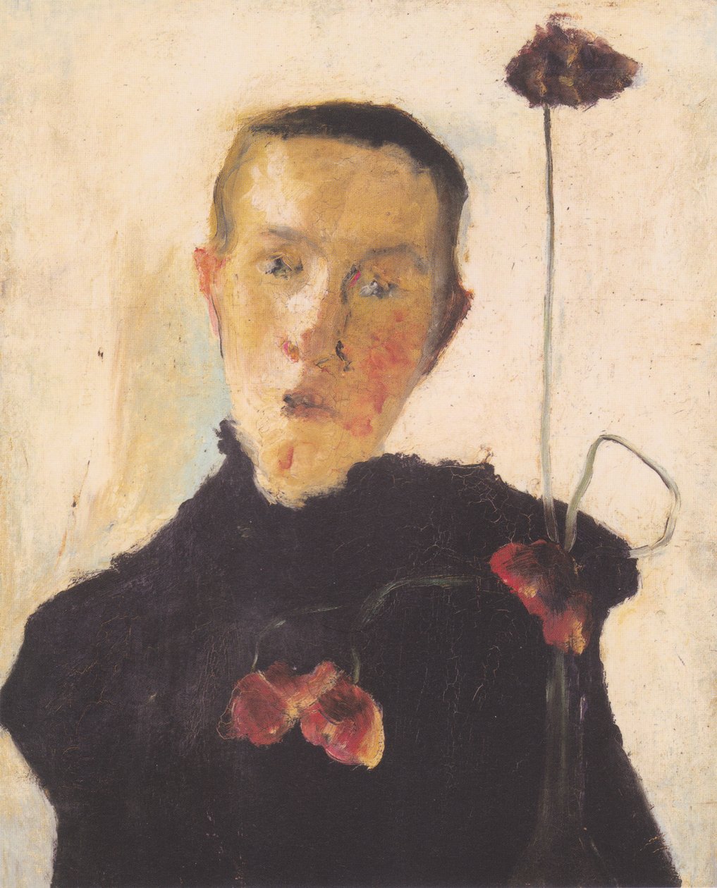 Poloviční portrét ženy s mákem od Paula Modersohn Becker