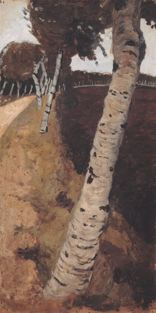 Venkovská cesta s břízami od Paula Modersohn Becker