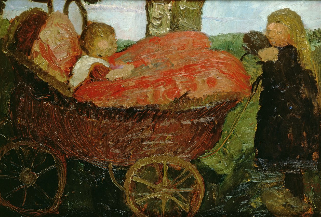 Holčička tlačí kočárek, 1904 od Paula Modersohn Becker