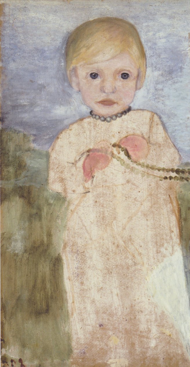 Mieke Vogeler s perlovým náhrdelníkem od Paula Modersohn Becker