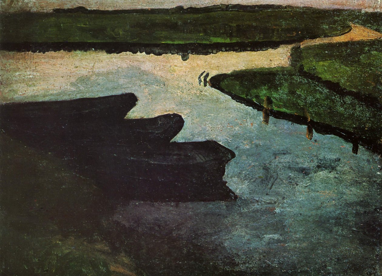 Rašeliniště s rašelinnými bárkami od Paula Modersohn Becker