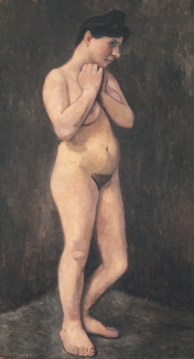 Stojící nahá žena s rukama na hrudi od Paula Modersohn Becker