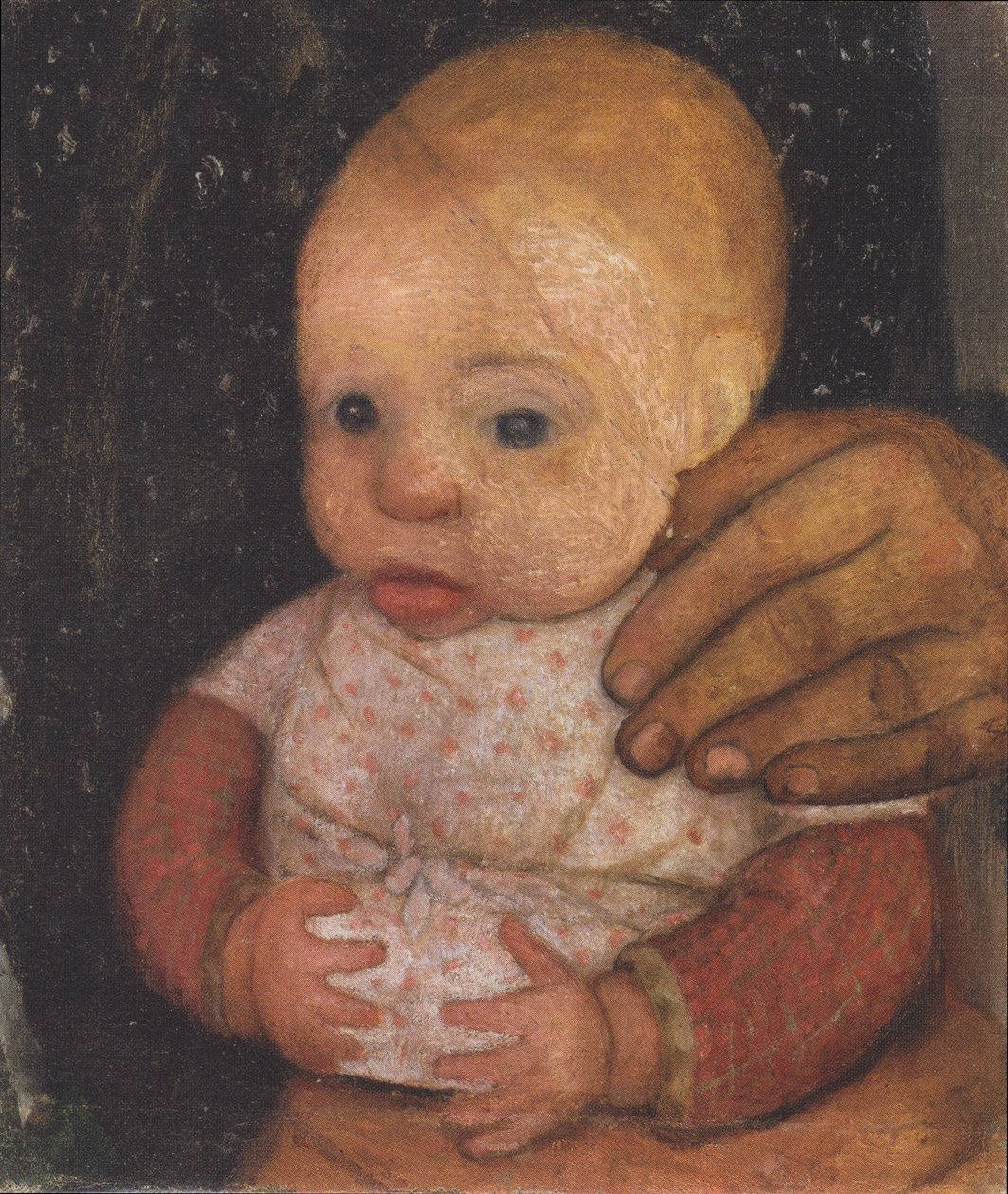 Kojenec s rukou matky od Paula Modersohn-Becker