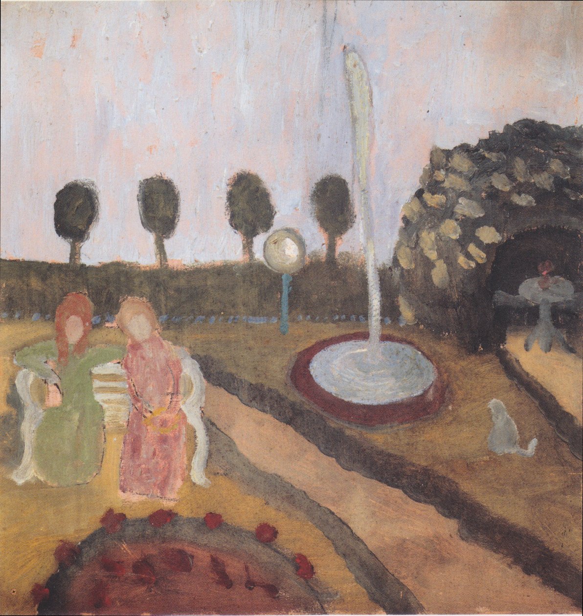 Dvě ženy v zahradě s fontánou 1 od Paula Modersohn Becker