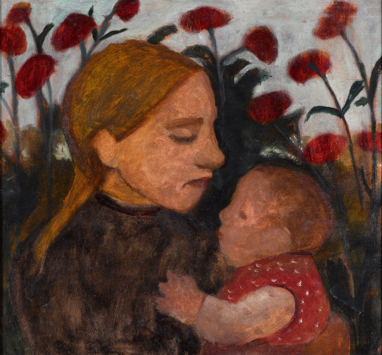 ""Mladá dívka s dítětem"" (Dívka s dítětem) Malba Pauly Modersohn-Becker (1876-1907) - 1902 - Olej na kartonu Rozměr 66,3x71 cm Gemeentemuseum Den Haag (Haag) Nizozemsko od Paula Modersohn Becker