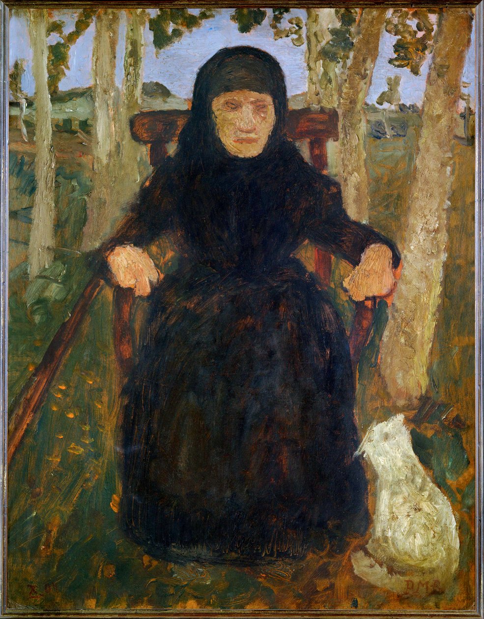 Sedící stará žena s kočkou (malba na plátně) od Paula Modersohn-Becker