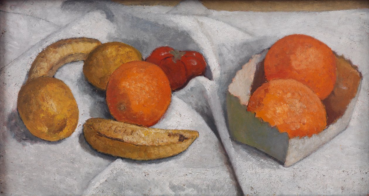 Zátiší s pomeranči, banány, citrony a rajčetem od Paula Modersohn-Becker