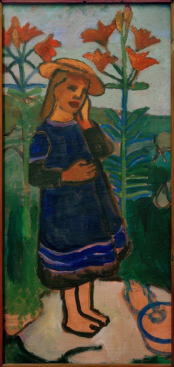 Elsbeth mezi ohnivými liliemi od Paula Modersohn Becker