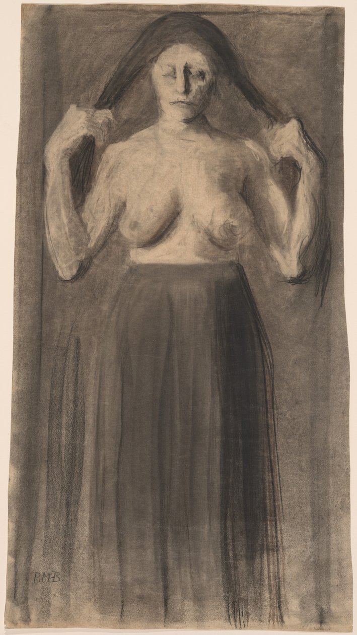 Polonahá žena drží vlasy odděleně od Paula Modersohn Becker