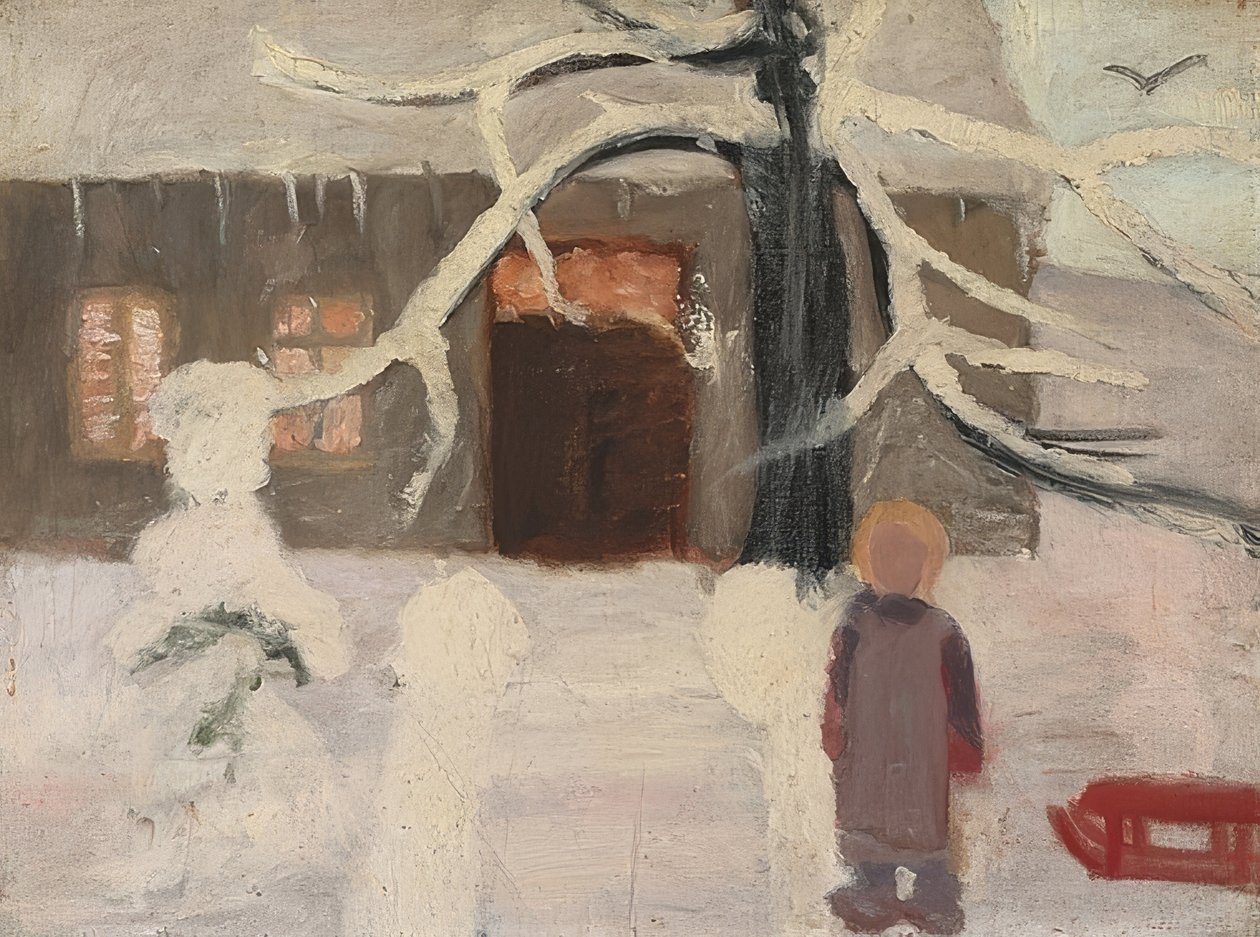 Chlapec ve sněhu. Kolem roku 1905 od Paula Modersohn Becker