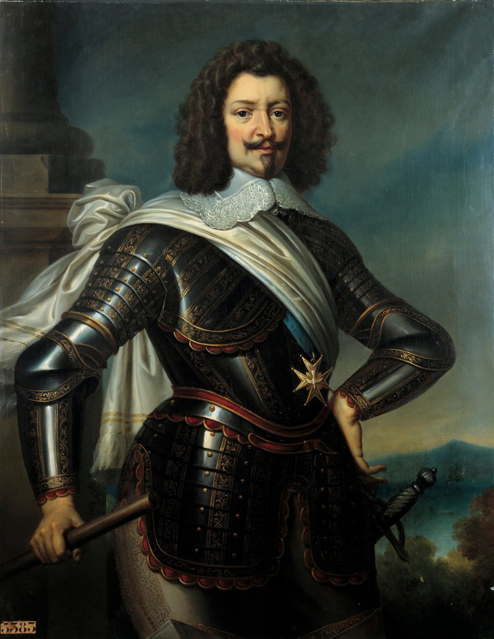 Portrét Charlese de Lorraine, prince z Joinville, vévody z Joyeuse a 4. vévody Guise (1571-1640), třísla, syna Henriho de Guise Obraz od Paulina Guerina (1783-1855) 19. století Sun. 1,22 x 0,96 m od Paulin Jean Baptiste Guerin