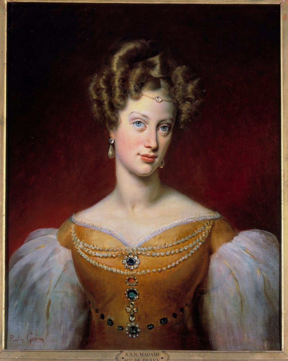 Portrét Marie Caroline, princezny Bourbonské - Sicílie a vévodkyně z Berry (1798-1870) Obraz Paulina Guerina (1783-1855) 1819 Ne. 0,69x0,54 m od Paulin Jean Baptiste Guerin