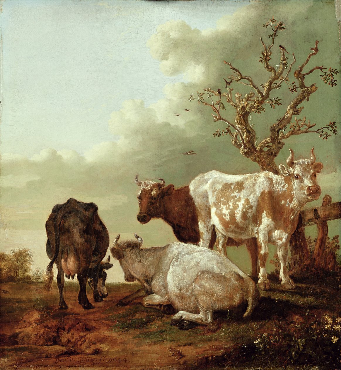 Čtyři krávy na louce, 1644 od Paulus Potter