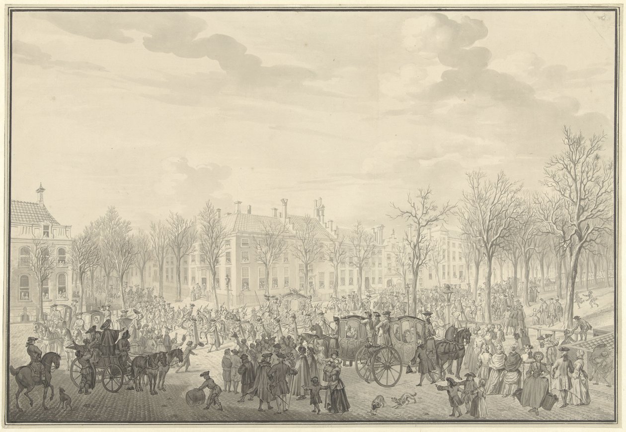 Příjezd prince Viléma V. do Haagu, 10. listopadu 1762 od Paulus Constantijn la Fargue (possibly)
