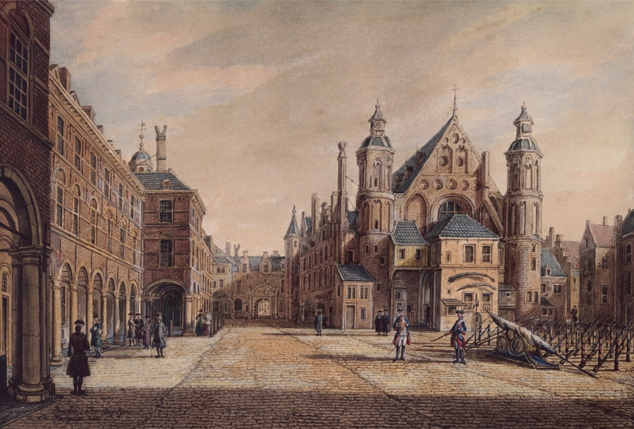 Pohled na Binnenhof, Haag (akvarel) od Paulus Constantin La Fargue