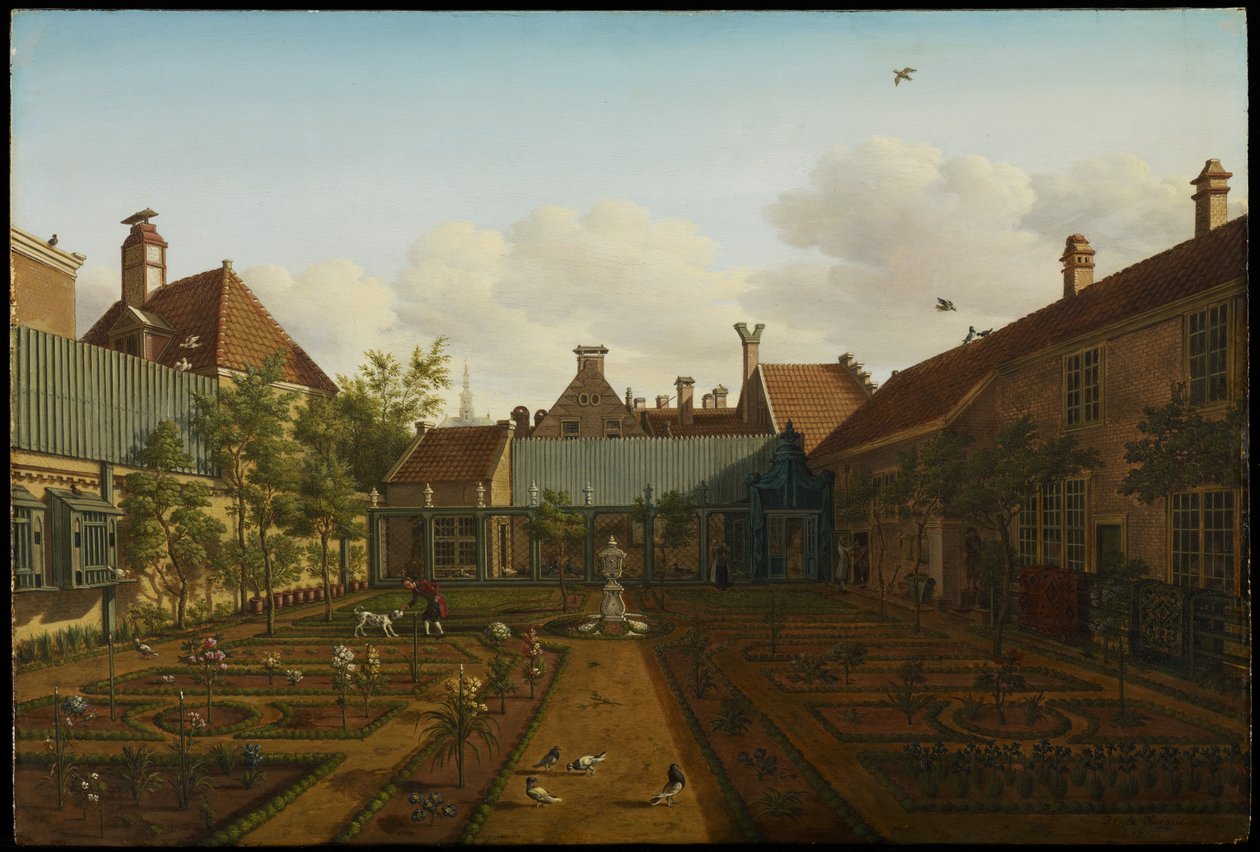 Pohled na zahradu městského domu v Haagu, 1775 od Paulus Constantijn la Fargue