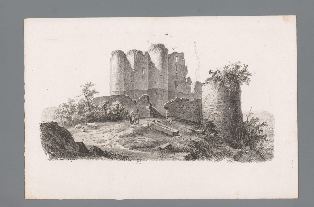 Pohled na zříceninu s věží Principy krajiny (název série) Principles de paysages (název série) od Paulus Lauters