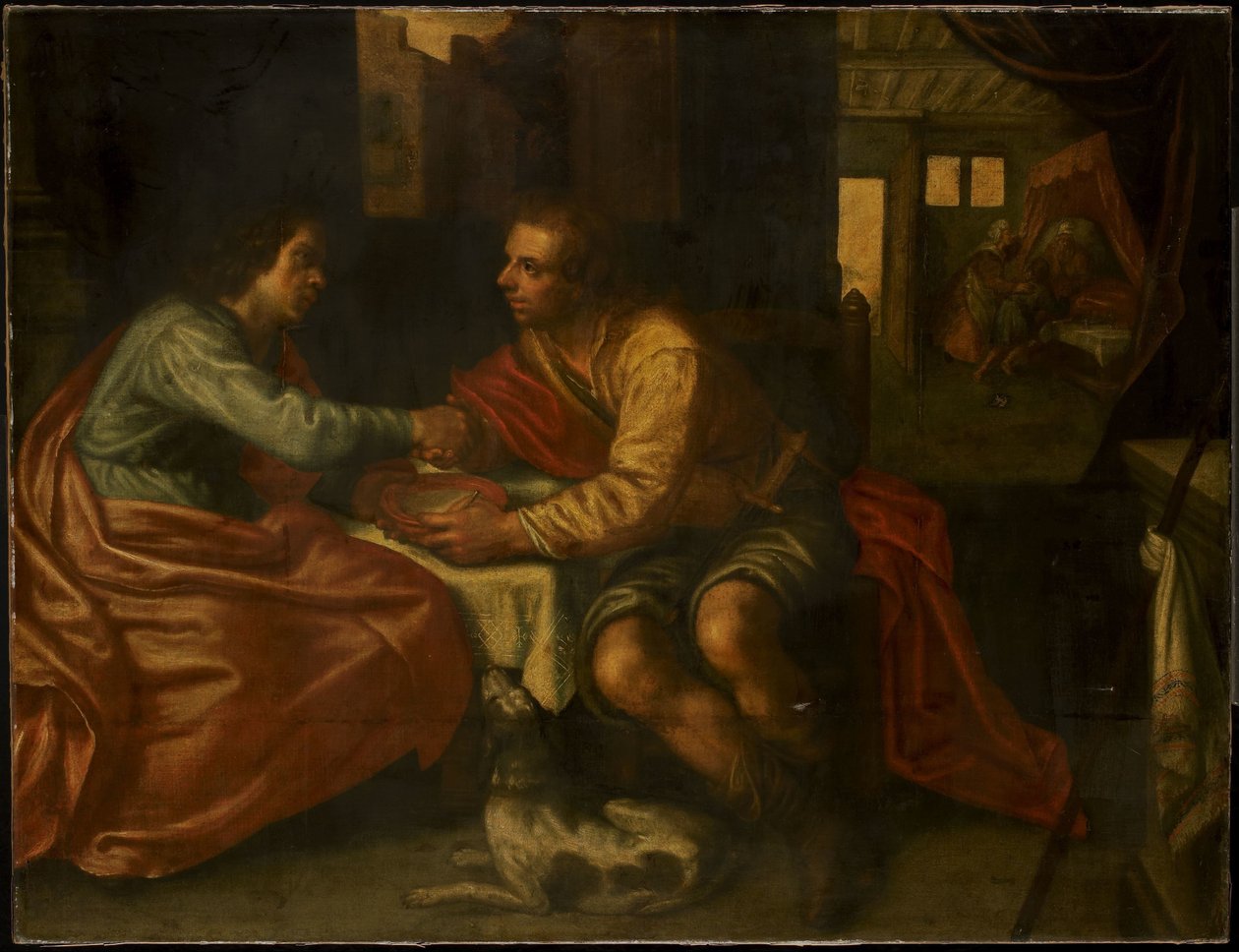 Ezau prodává své prvorozenství (Genesis 27:1-29) od Paulus Moreelse (copy after)