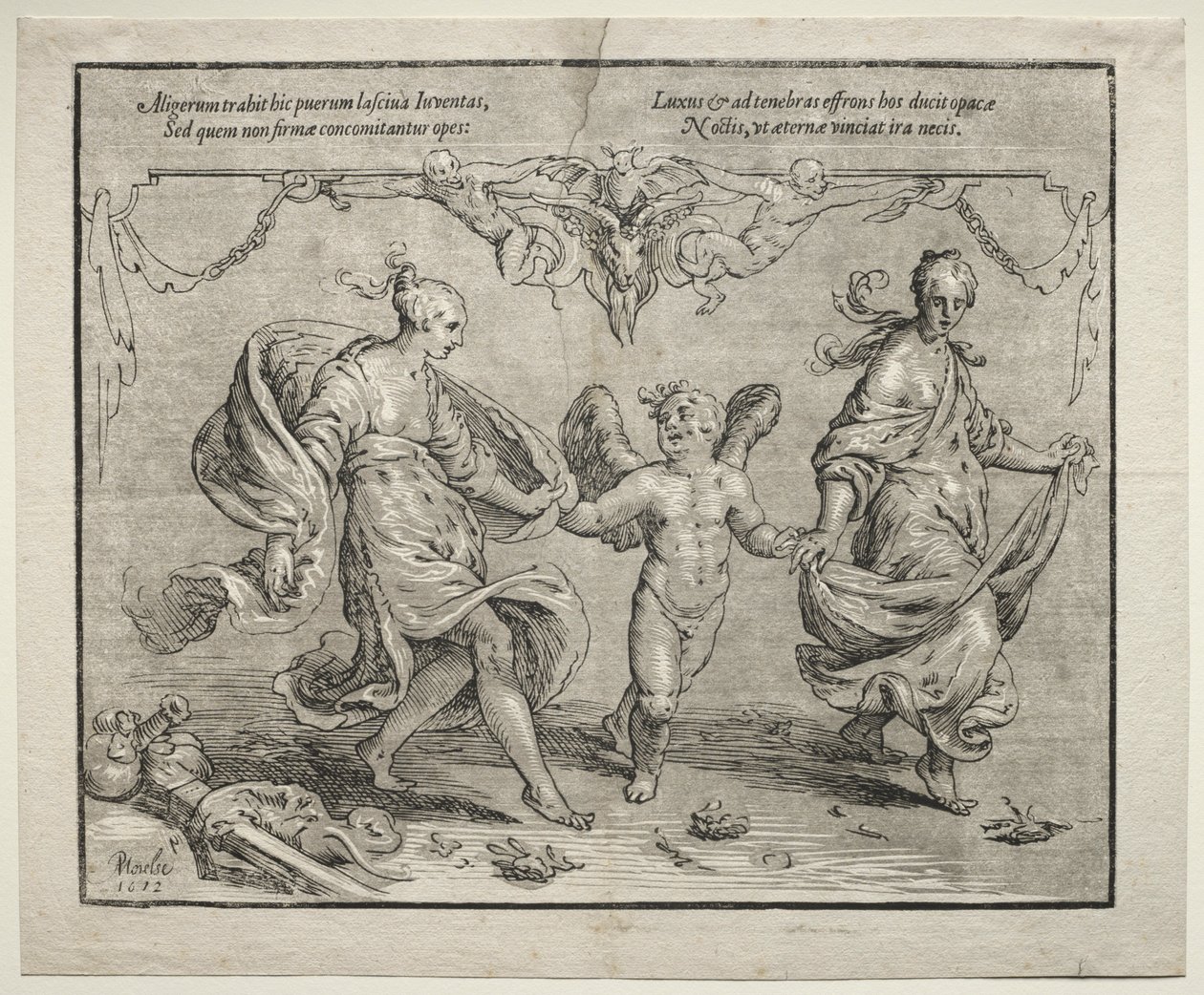 Amor tančí se dvěma alegorickými ženami, 1612. od Paulus Moreelse