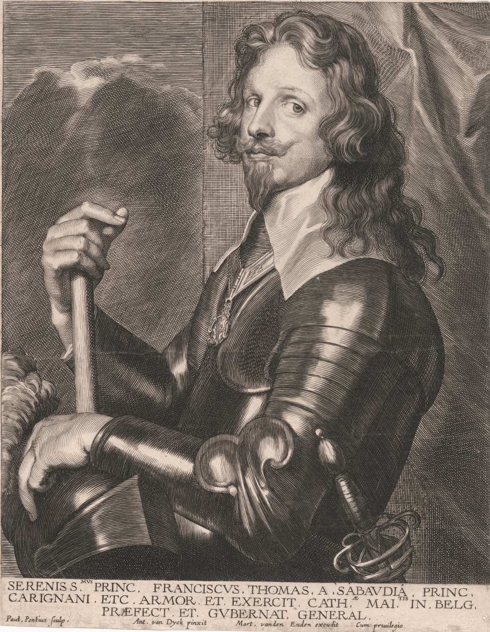 Serenity Princ. Franciscus Thomas Savojský, Princ. Carignani atd. Brnění a armáda od Paulus Pontius