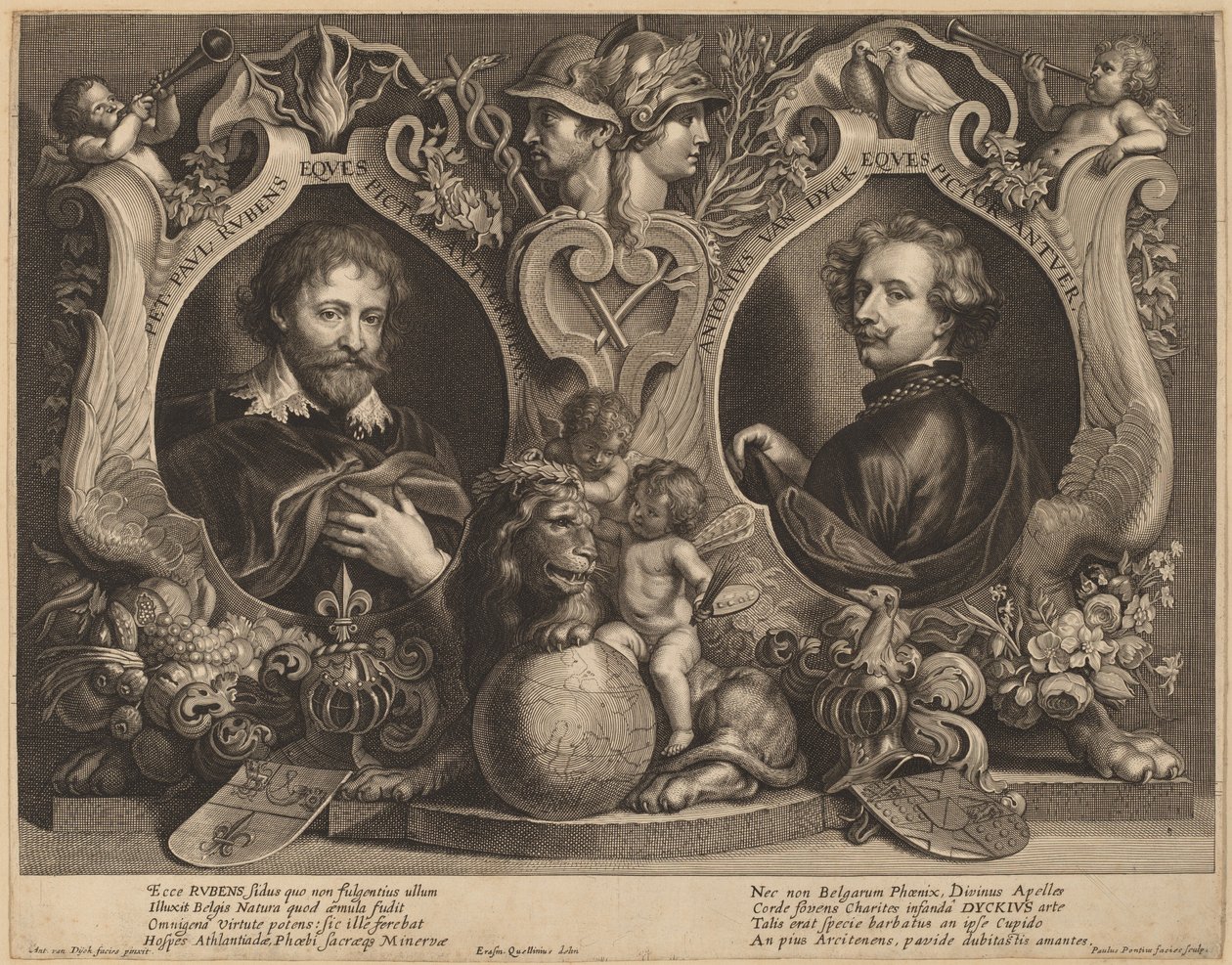 Rubens a van Dyck, dvojitý portrét od Paulus Pontius, after Sir Anthony van Dyck and Erasmus Quellinus II