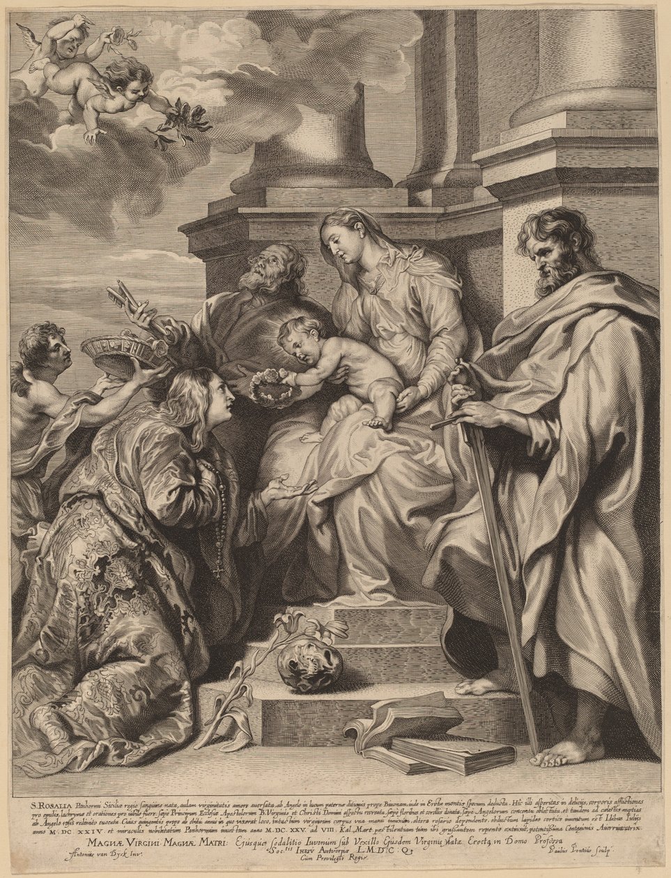Svatá Rozálie korunovaná Dítětem Ježíšem od Paulus Pontius, after Sir Anthony van Dyck
