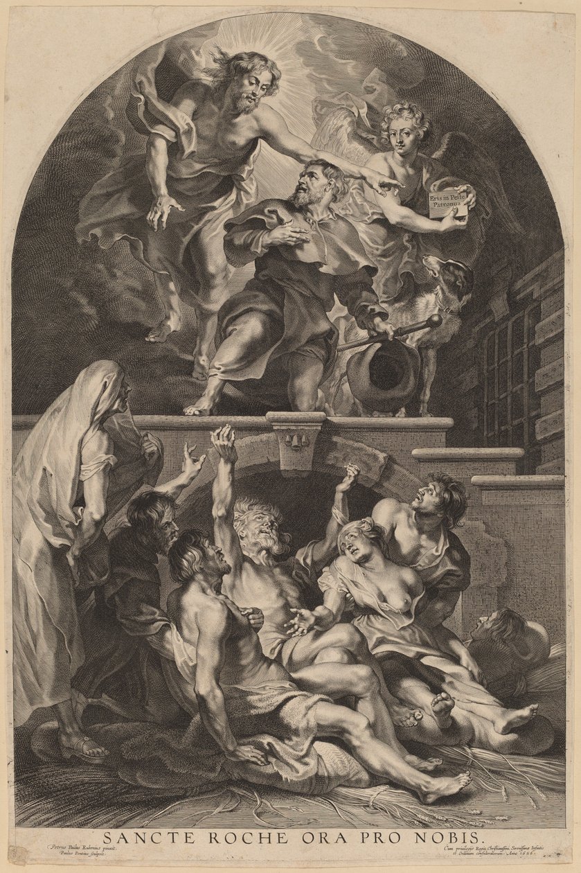 Ježíš Kristus se zjevuje svatému Rochovi od Paulus Pontius, after Sir Peter Paul Rubens