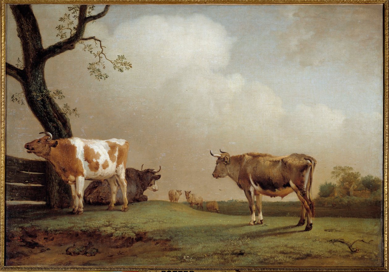 Louka Stádo krav v před. Obraz Paula Pottera (1625-1654) 1652 Ne. 0,84 x 1,21 m od Paulus Potter