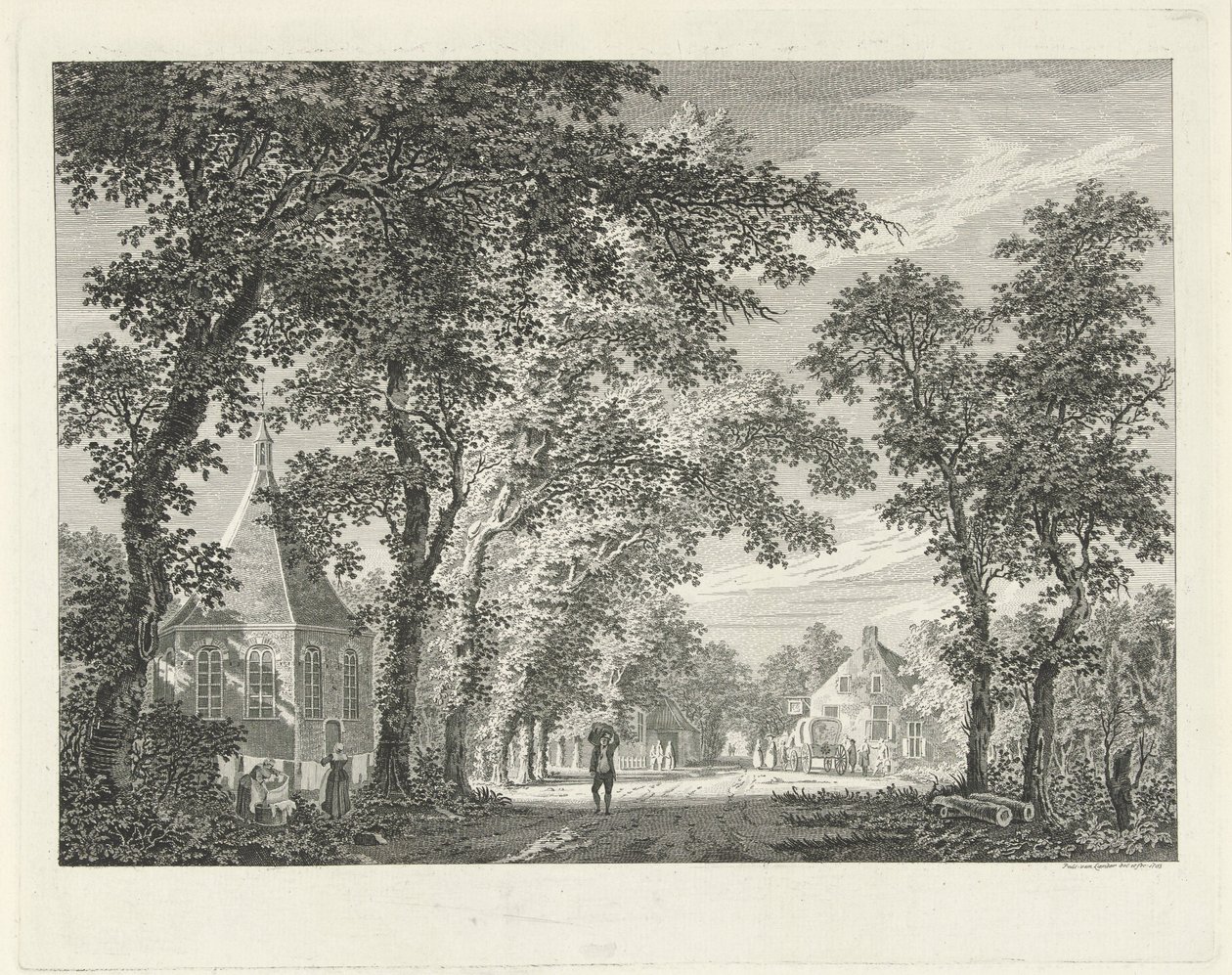 Pohled na vesnici v Driebergen, 1754 od Paulus van Liender
