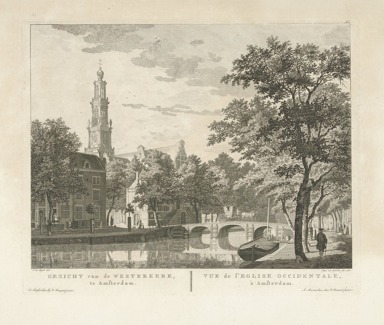 Pohled na Westerkerk a Westerhal, při pohledu z Keizersgracht Pohled na Westerkerk v Amsterdamu / Vue de l