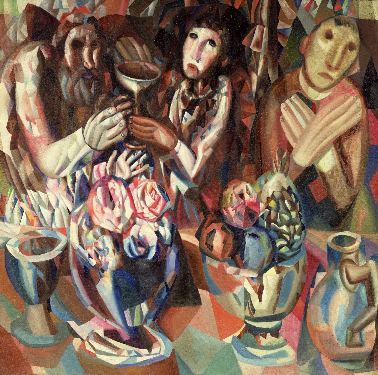 Tři u stolu, 1914-15 od Pawel Nikolajewitsch Filonow