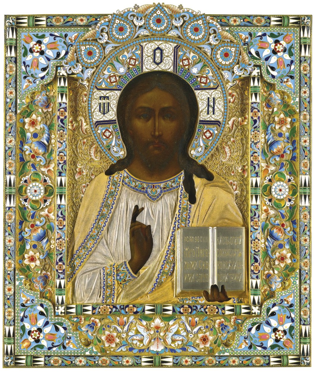 Kristus Pantokrator. U příležitosti zázračné záchrany při nehodě císařského vlaku, od Pavel Akimovich Ovchinnikov