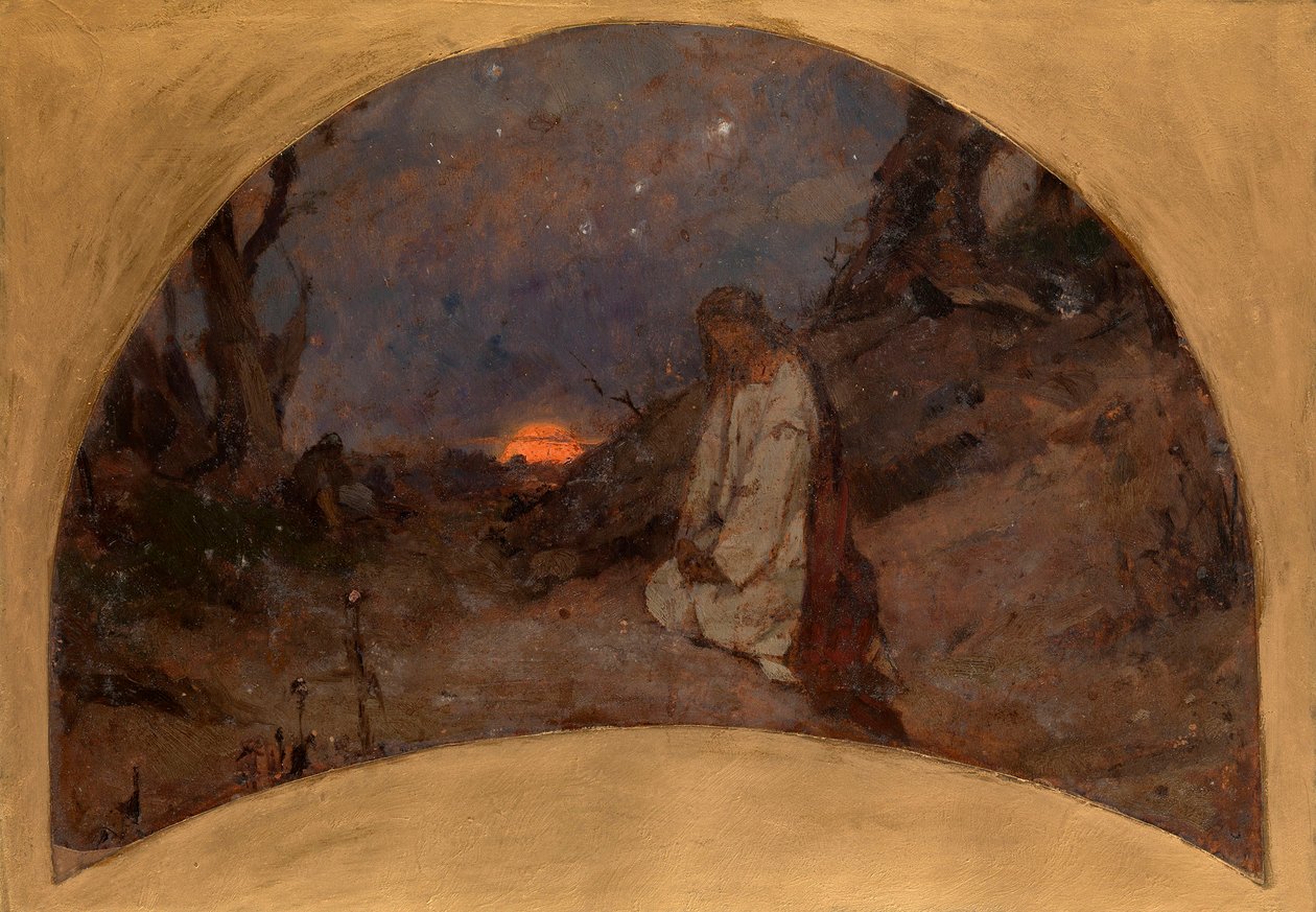 Agónie v Olivové zahradě (Agónie v zahradě; skica pro katedrálu sv. Volodymyra v Kyjevě) - Dílo Pavla Alexandroviče Svedomského (Svedomského) (1849-1904) ), h od Pavel Alexandrovich Svedomsky