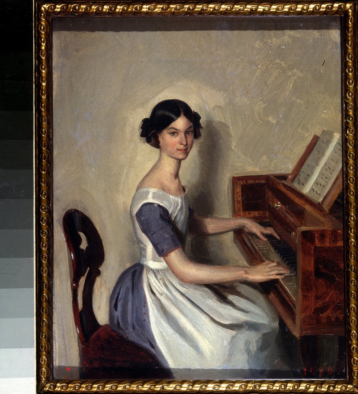 ""Portrét Naděždy Ždanovičové u cembala"" Malba Pavla Andrejeviče Fedotova (1815-1852) 1849-1850 Státní ruské muzeum Petrohrad od Pavel Andreevich Fedotov