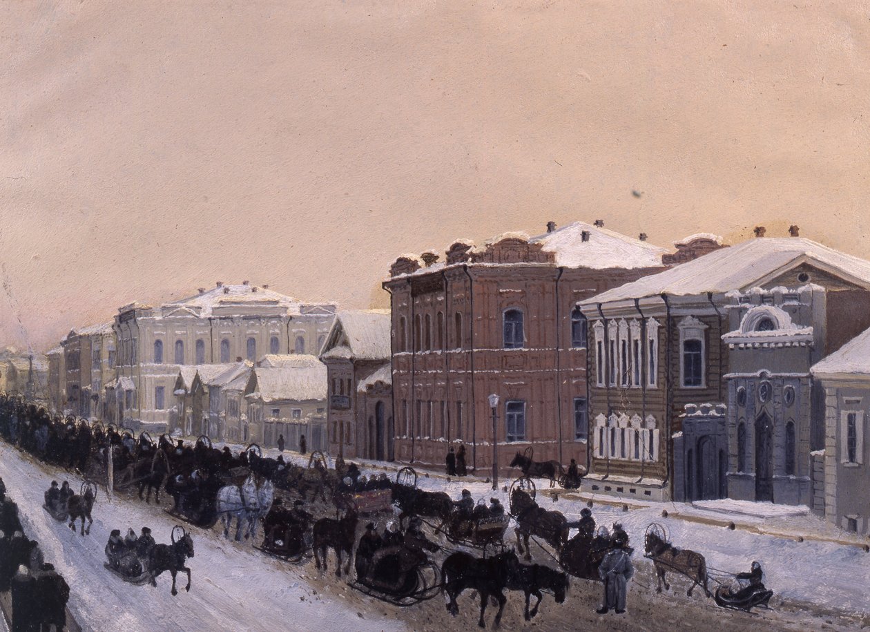 Tomsk, Magistratskaya Street během masopustu v roce 1897, 1897. od Pavel Mikhaylovich Kosharov
