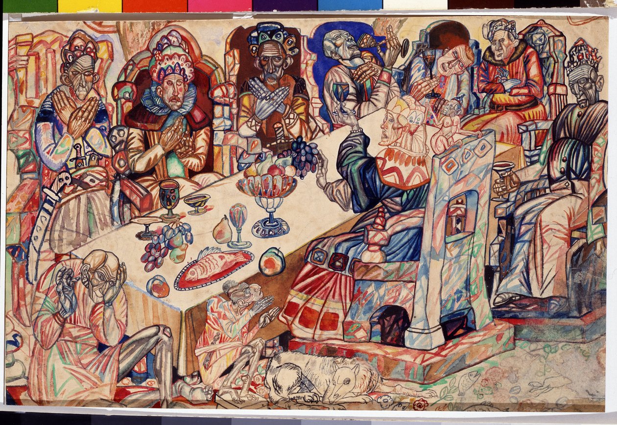 "Svátek králů"" Akvarel a pero od Pavla Nikolajeviče Filonova (1883-1941), cca 1912 Státní ruské muzeum Petrohrad od Pawel Nikolajewitsch Filonow