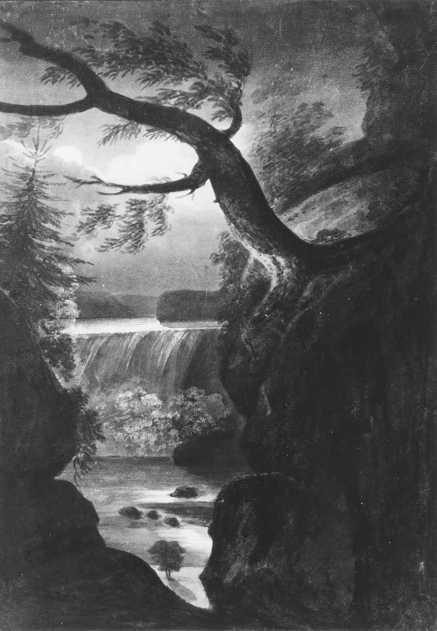 Niagarské vodopády – kanadská strana za měsíčního svitu, 1811-ca. 1813. od Pavel Petrovic Svin
