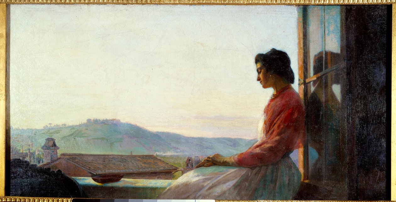Jovanina sedící na okenní podpěře. Obraz Pavla Chistiakova (1832 - 1919) od Pavel Petrovich Chistyakov