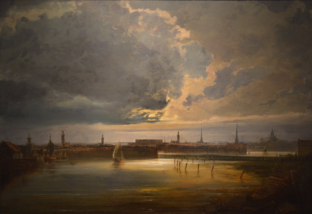 Měsíční pohled na Stockholm od Peder Balke