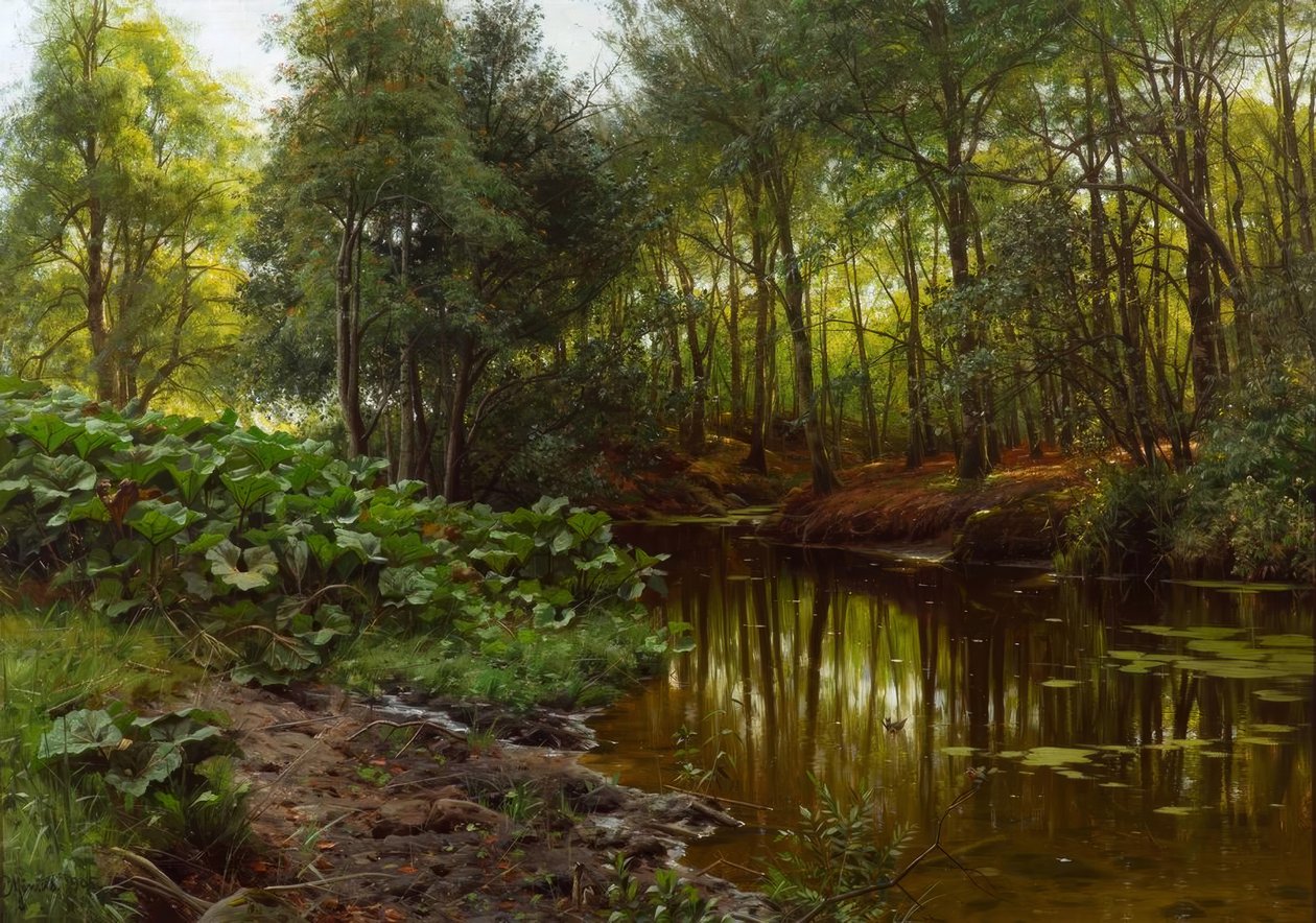 P.Mönsted, letní den u lesního potoka od Peder Monsted