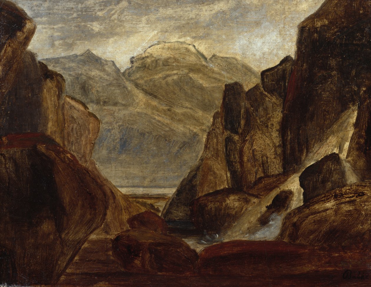 Krajina fjordu s vodopádem (olej na plátně) od Peder Balke