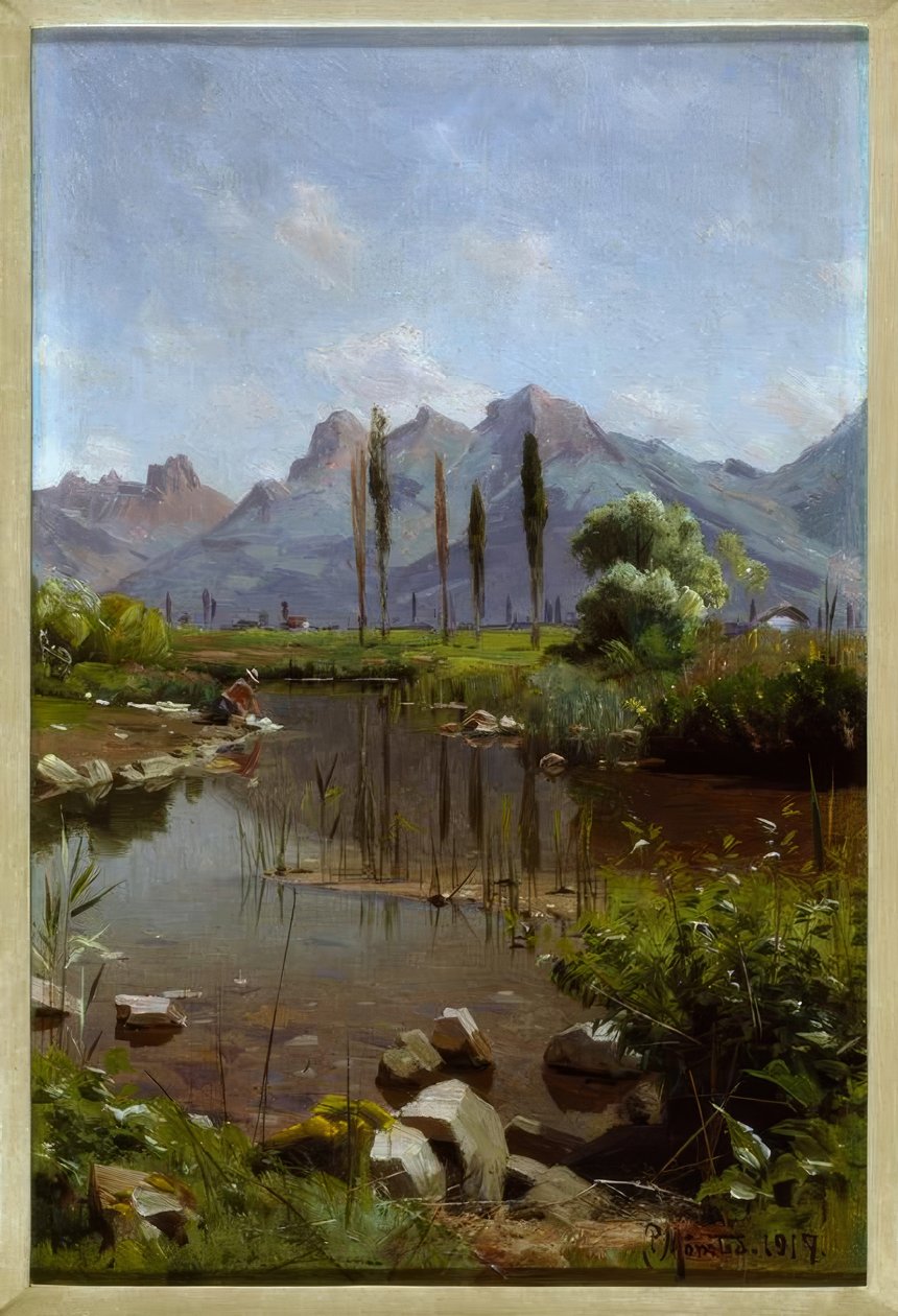Břehy potoka na Ženevském jezeře od Peder Monsted