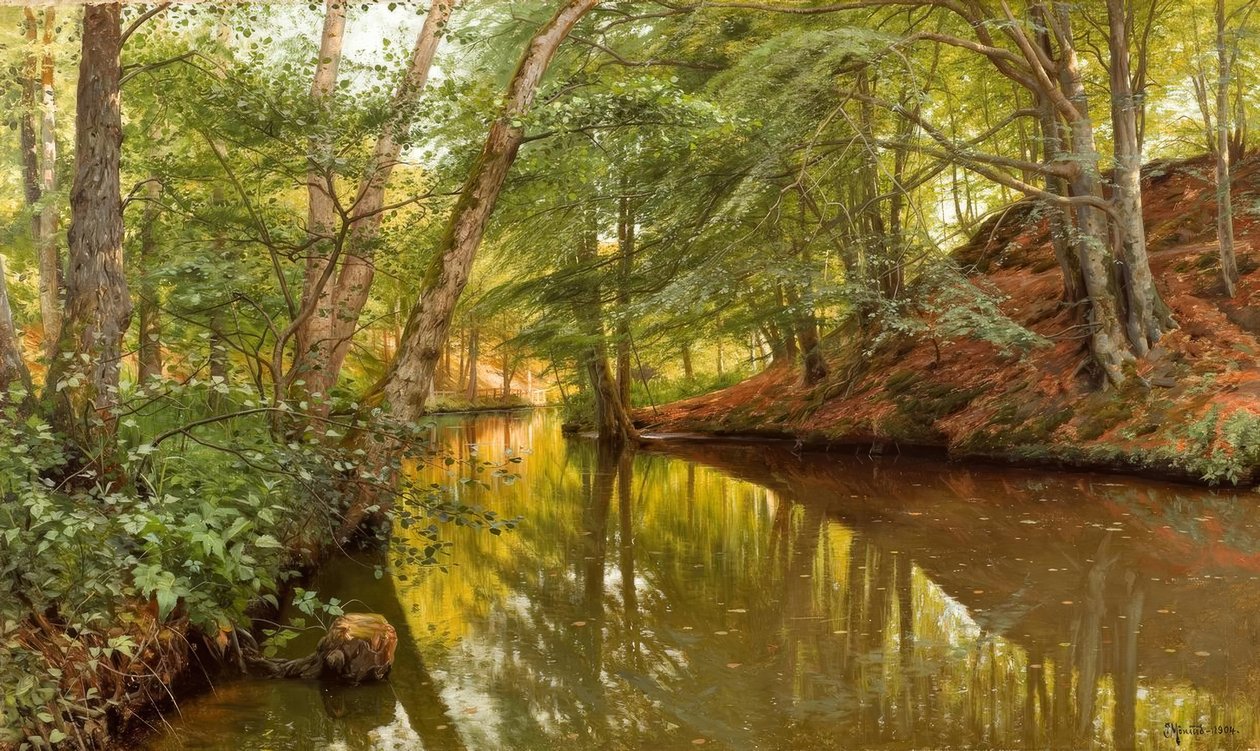 P.Mönsted, jarní den u lesního potoka od Peder Monsted