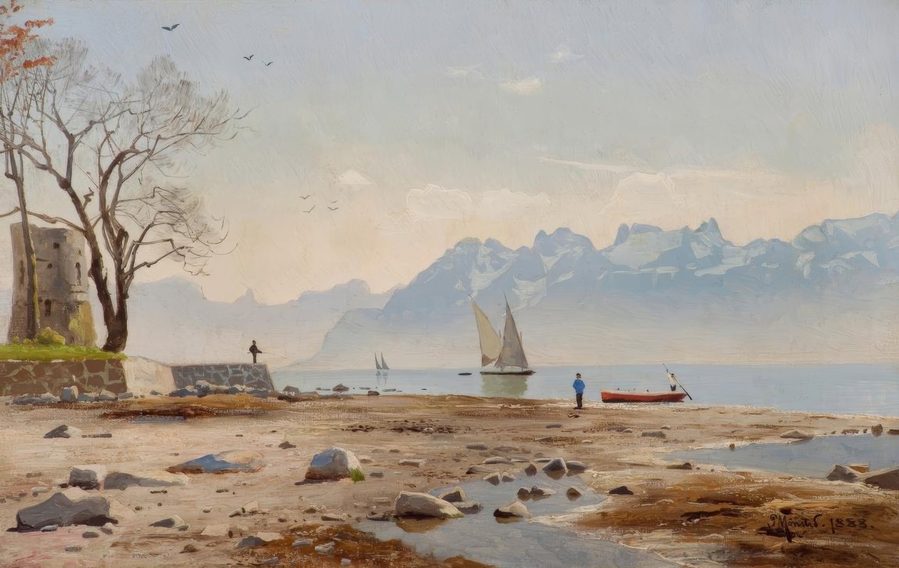 Ženevské jezero s Tour Haldimand / obraz P.Mönsted od Peder Monsted