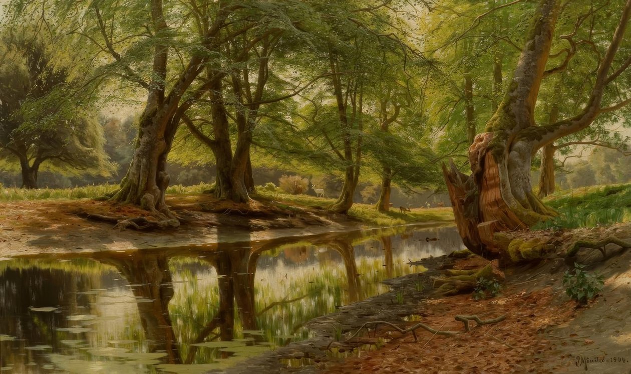 P.Mönsted, jarní den u lesního potoka od Peder Monsted