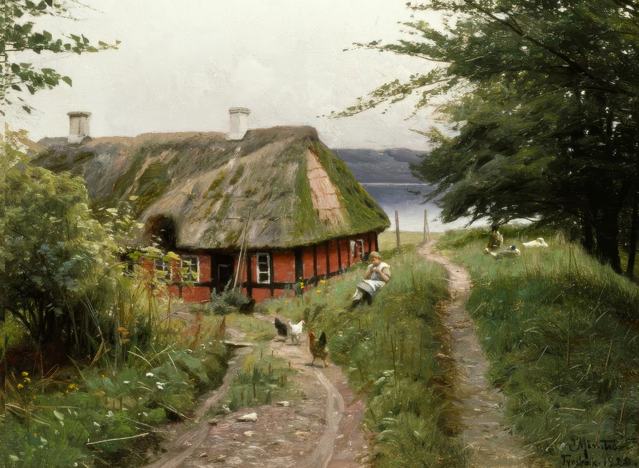 Letní idylka před rybářskou chatou od Peder Monsted